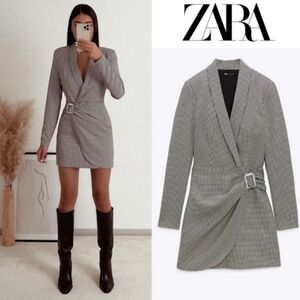 ZARA Mini Houndstooh Blazer Dress Bloggers Favorite NWT